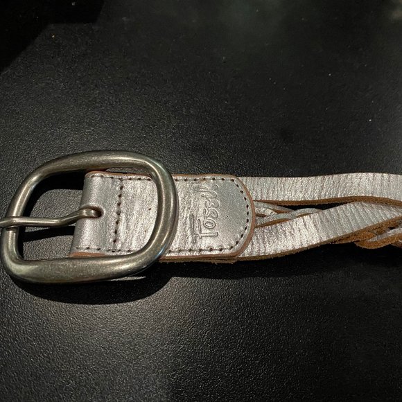 FOSSIL Metallic Bohemian Western Twisted Braided Genuine Leather Belt W… - Picture 4 of 7